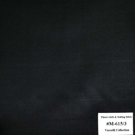 M-615/3  Vercelli V8 - Vải Suit 95% Wool - Đen Trơn